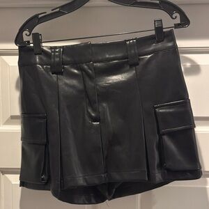 DOLCE CABO- Black Vegan Leather Cargo Shorts- NEW WITH TAGS